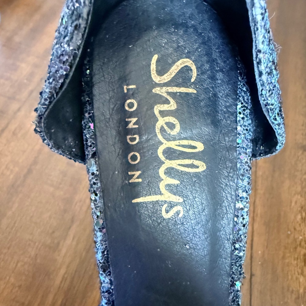 Shellys London Womens Blue Glitter Platform Block Heel Ankle Strap Size 37 6.5 - Picture 8 of 8